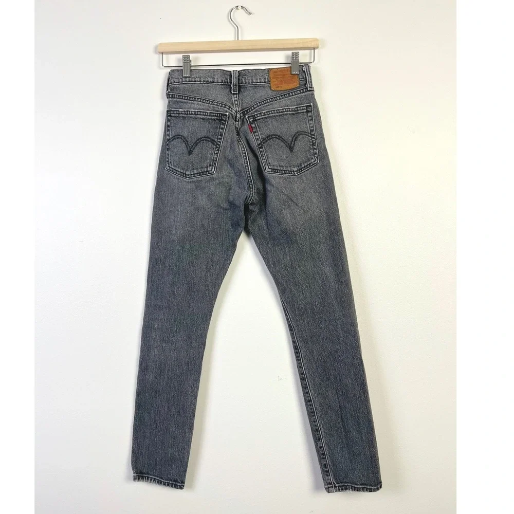 Levis 501 S Grunge Skinny Jeans Gray High Rise Button Fly Denim Women's‎ Size 24